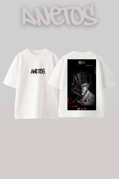 Anetos Μπλουζάκι Berserk 4 Design Back με τύπωμα Cotton White oversized