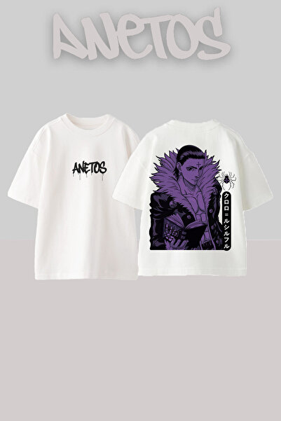 Anetos Μπλουζάκι Chrollo Lucilfer Design Back με τύπωμα Cotton White oversized