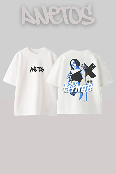 Anetos Minor Design pentru femei Rucsac cu imprimeu Bumbac Alb supradimension...