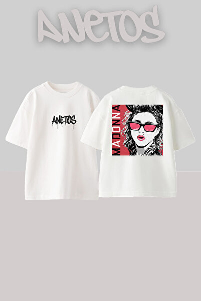 Anetos Μπλουζάκι Madonna Design Back με τύπωμα Cotton White oversized