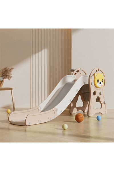 TSUMAB BabyJoy Kids Indoor Slide – Bear-Themed Foldable Play Slide for Toddlers (Yellow & White)