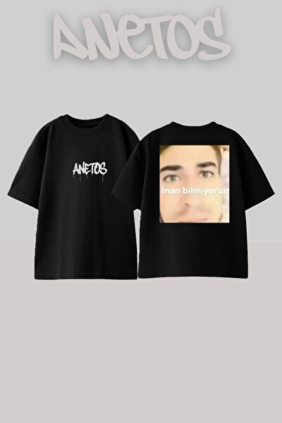 Anetos Nu cred că am design Rucsac cu imprimeu Bumbac Negru supradimensionat ...