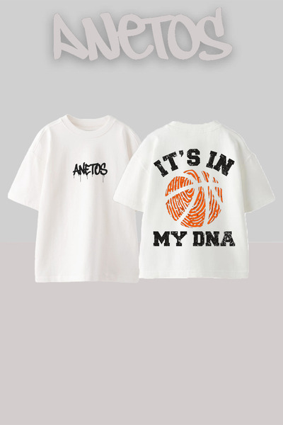 Anetos Rucsac cu design de baschet cu imprimeu Bumbac Alb supradimensionat tricou