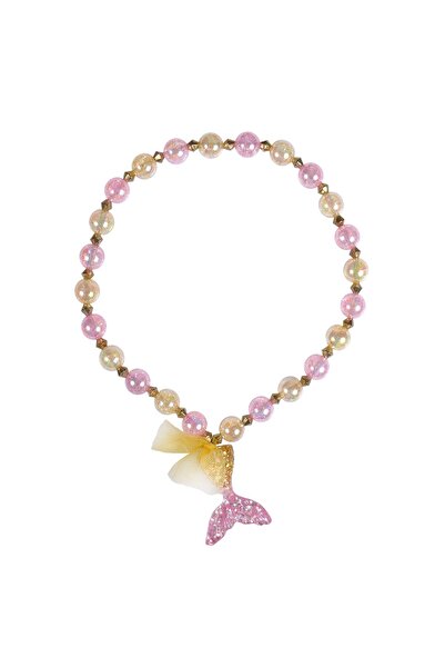 THK Colier pentru copii Pandora cu sirenă, zână, regină, perlă roz