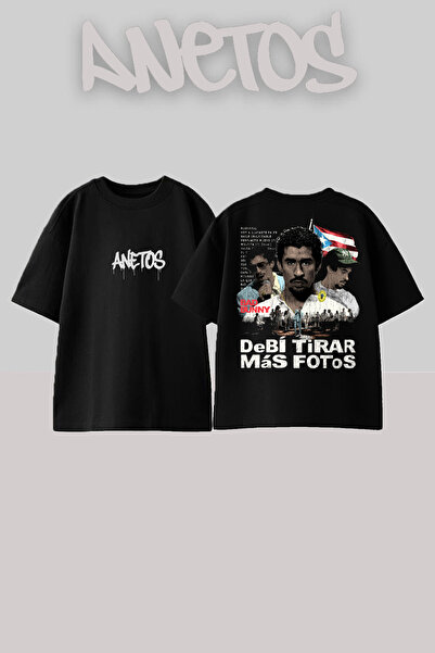 Anetos Μπλουζάκι Bad Bunny 3 Design Back με τύπωμα Βαμβακερό μαύρο oversized