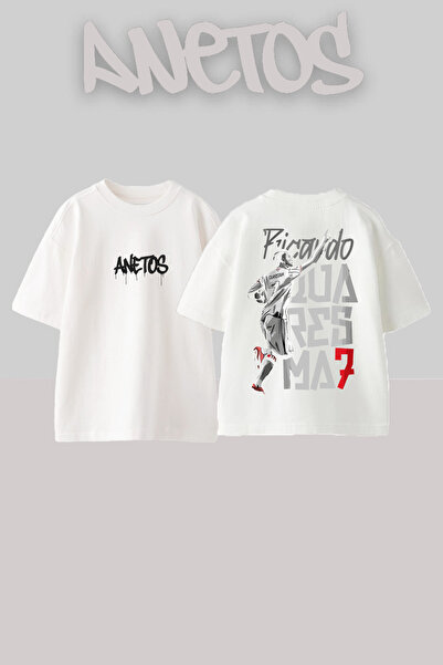 Anetos Ricardo Quaresma Design Back Printed Cotton White Oversize T-Shirt