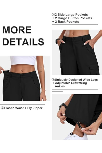 OEM Women's Breathable Casual Straight Pants with Side Pockets Black M