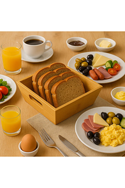 ADA Ahşap oyma ve çerçevecilik Bamboo Bread Tray Square 19X19Cm