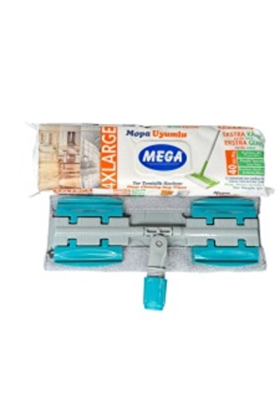 MEGA Professional EasyFlat Mop with Compression Mechanism + 3x Microfiber Cloth Included, 120 cm,