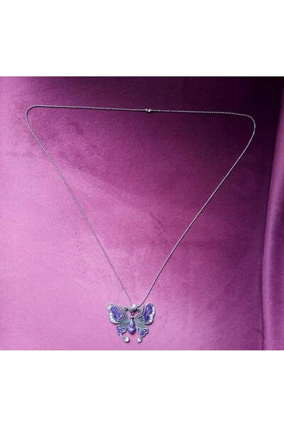 esdekor قلادة فراشة أرجوانية