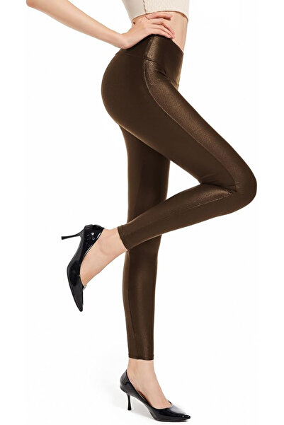 Tapata Γυναικεία κολάν από τεχνητό δέρμα, μακρύ ψηλόμεσο παντελόνι από τεχνητ...