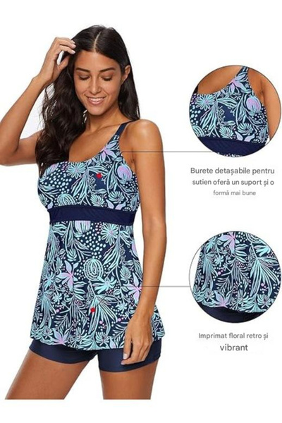 OEM Women's high waisted 2-piece swimsuit with adjustable straps, blue, M