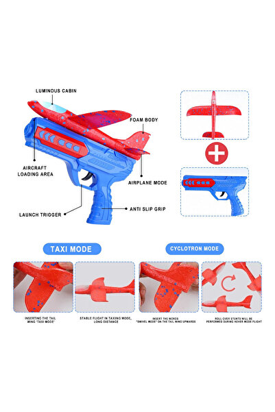Generic Airplane launcher gun toy with colorful lights, the plane is made of cork