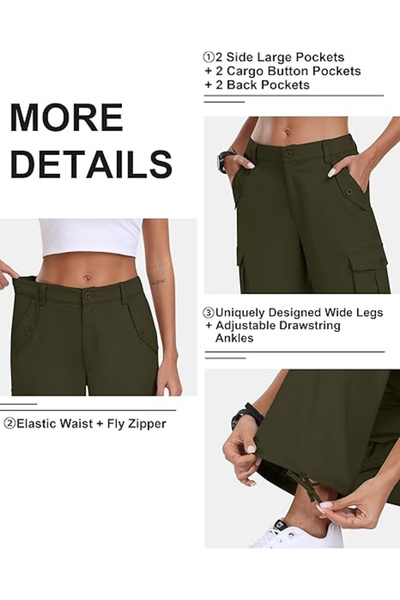 OEM Women's Breathable Casual Straight Pants with Side Pockets Green M