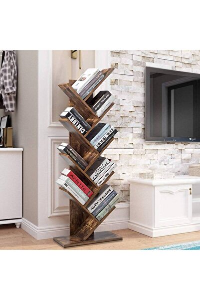 Crestj Tree-Shaped Bookshelf with Modern Design and Storage Drawer - Ideal for Small Spaces