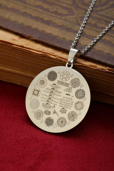 GM SİLVER Nur Dairesi 316L Kararmaz Silver Çelik Kolye