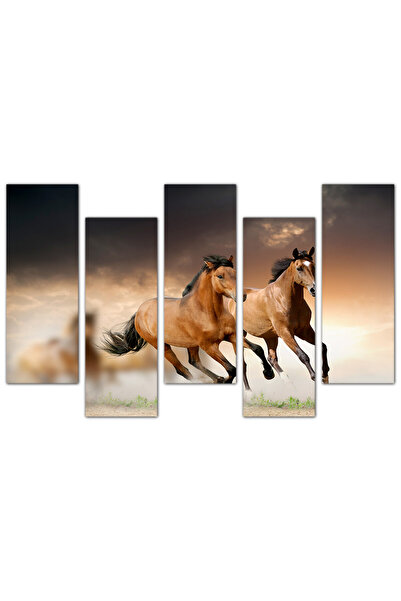 Generic Wall panel - Running horses - 943 - divided into five graduated pieces - 2