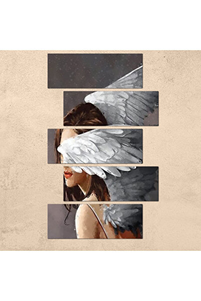 Generic Wall panel - Woman with white wings 300929 - divided into five graduated pieces - 2