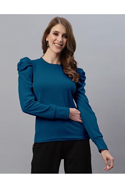 iza Teal Puff Sleeve Top