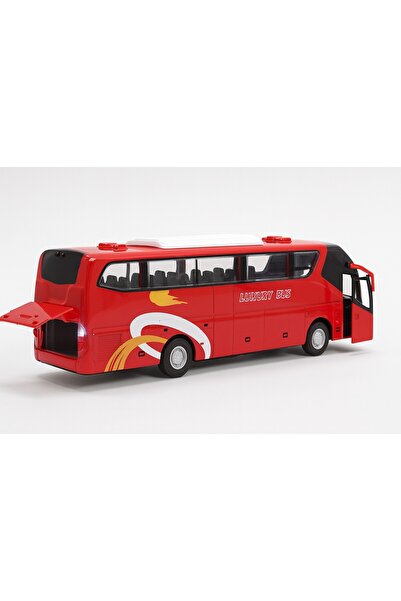 TOYFEST Luxury Lighted Sound Doors and Soft Rubber Opening Luggage Compartment Tour Holiday Bus 15 cm - Red