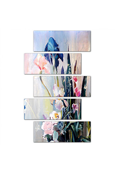 Generic لوحه جداريه - رسمة زهور - م1549 - مقسمه خمسة قطع متدرجه - 2