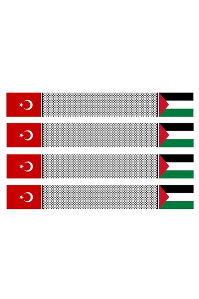 AYYILDIZ BAYRAKÇILIK KEFİYE DESENLİ TÜRK ve FİLİSTİN BAYRAKLI ATKI (5 ADET)