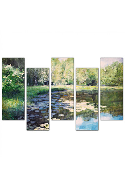 Generic Wall panel - printed drawing of a landscape - 1534 - divided into five graduated pieces - 2