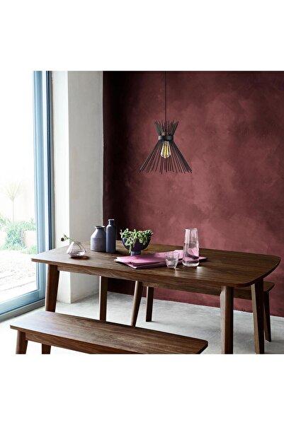 MOİRA Kirpi Tekli Tel Sarkıt Avize Pütürlü Siyah, Dekoratif Metal Tavan Aydınlatma KIRPI-3081