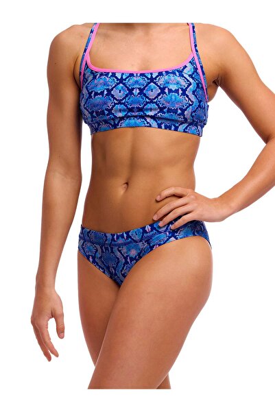 FUNKİTA Blue Viper Women's Bikini Set – Sports Top & Brief Bottom, Chlorine Resistant, Comfortable and Stylish