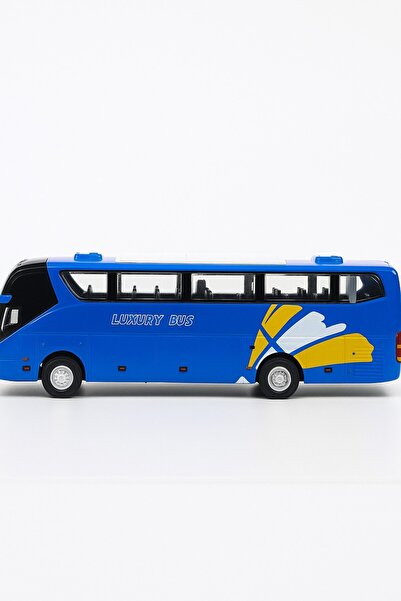 TOYFEST Luxury Lighted Sound Doors and Soft Rubber Opening Luggage Compartment Tour Holiday Bus 15 cm - Blue