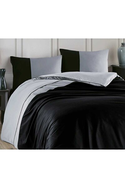 Altınbaşak BİYELİ DÜZ RANFORCE ÇİFT KİŞİLİK NEVRESİM TAKIMI THOR GRİ-SİYAH