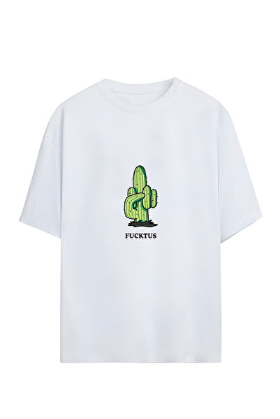 GraffTee Tricou unisex supradimensionat din bumbac cu cactus
