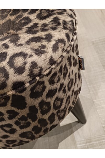 Store MERCAN MOBİLYA LEOPAR DESEN PUF BENC 42 CM SİYAH AYAK