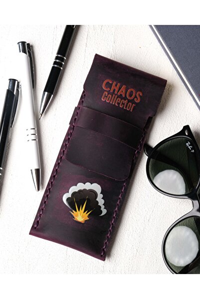 JUNIQ EDITION حامل أقلام من الجلد الطبيعي باللون الأرجواني – إصدار “Chaos Col...
