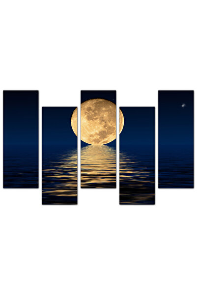 Generic Wall panel - The moon and its reflection on the sea - 728 - divided into five graduated pieces - 2