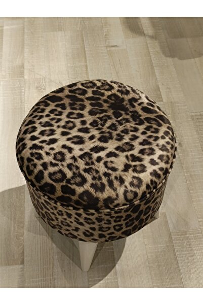 Store MERCAN MOBİLYA LEOPAR DESENLİ PUF BENCH BEYAZ AYAK 43 CM