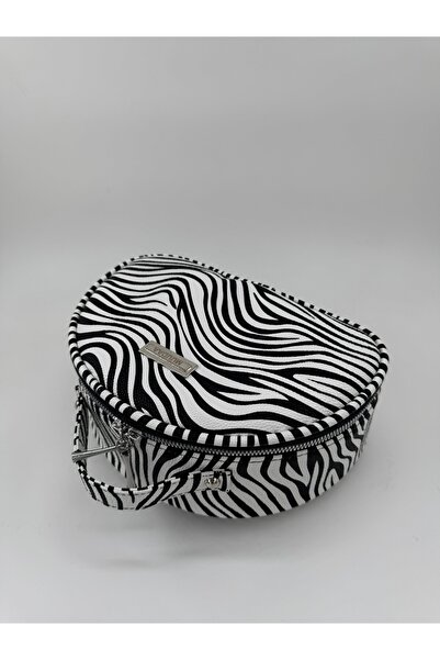 Muudaa Zebra Desenli Kadın Makyaj Çantası - Büyük Boy