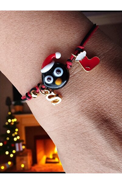 Amabel Jewelerys Yılbaşı Cam Murano Şaşkın Penguen, Yeni Yıl Çorabı ve Harf D...