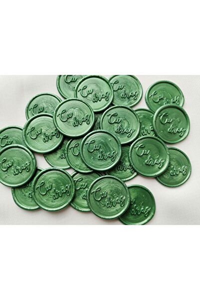 Unbranded/Generic Set 25 Sigilii din Ceară Verde Padure – Inscripție „Cu drag” – Ø 2,5 cm – Handmade