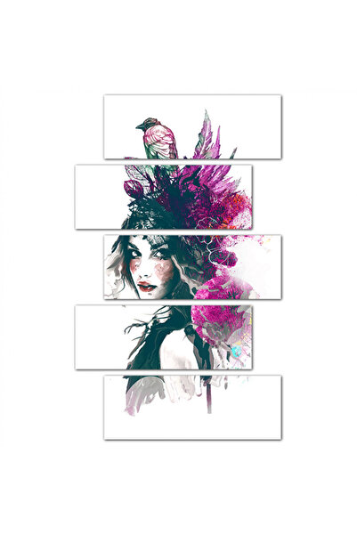 Generic Wall panel - drawing of an imaginary woman - M1553 - divided into five graduated pieces - 2