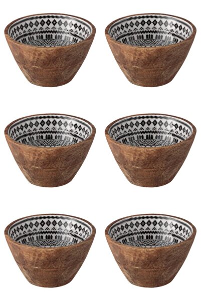 Vervo.ro pentru minți curioase Bowl set, 6 pieces, 480 ml, Wood, White