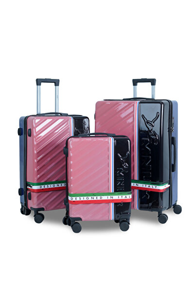 Mnuk SWAGGER Set of 3 Luggage| PC and ABS Hardside Trolley| Double 360Â° 4 Wheeler| 20/24/28-Black Pink