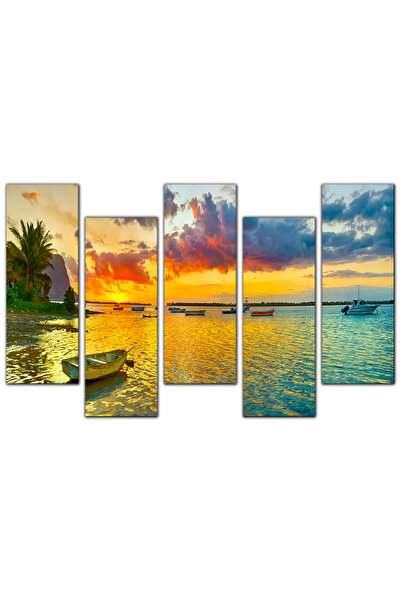 Generic Wall panel - Sunset on the beach - 726 - divided into five graduated pieces - 2