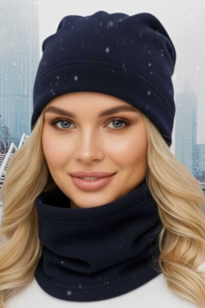 Trenderrs طقم قبعة صوفية وطوق للرقبة للنساء