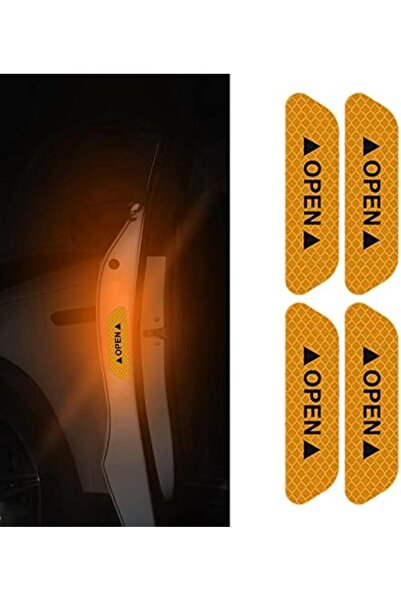 Genel Markalar Araba Kapı Açık Uyarı Reflektörü Etiket Sticker 4'lü 9.5x2.5cm...
