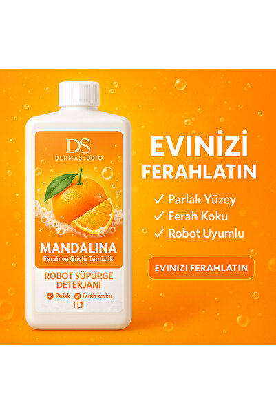 DERMASTUDİO Robot Süpürge Deterjanı Mandalina 1 L – Yer Temizleme Solüsyonu