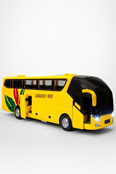 TOYFEST Luxury Lighted Sound Doors and Soft Rubber Opening the Trunk Tour Holiday Bus 15 cm - Yellow