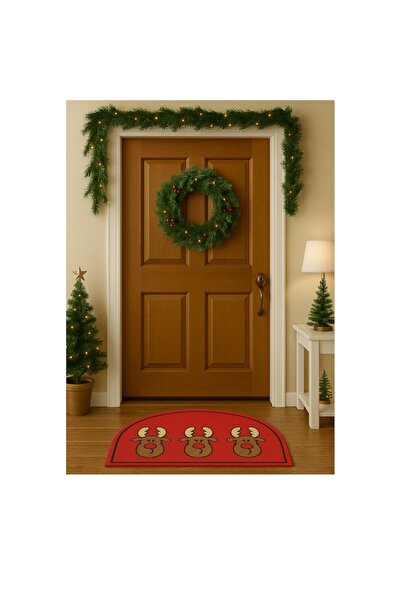 OEM Antiskid entrance mat with Christmas motifs, Washable rubberized material, Semicircular, Festive dec