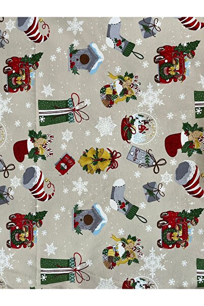 Zeren Home Liquid-Proof Christmas Patterned Linen Round Tablecloth