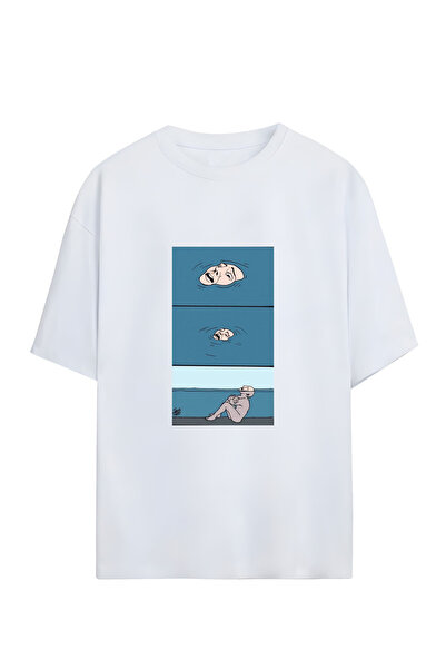 GraffTee تي شيرت قطني كبير الحجم للجنسين من ديبريشن